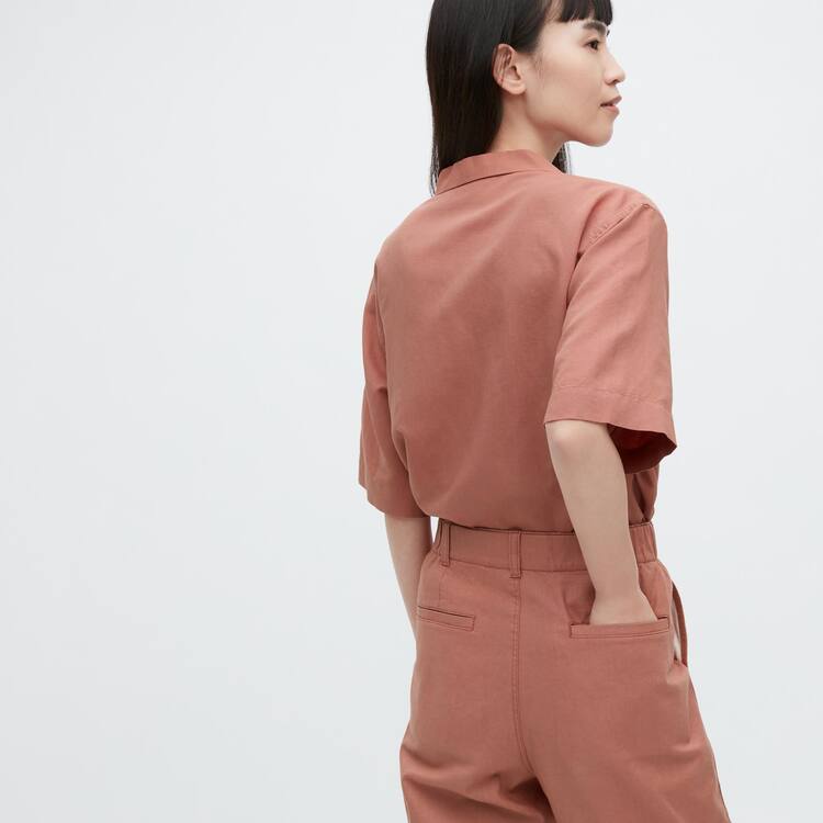 Uniqlo Linen Bavlnene Blend Tapered Nohavice Damske Hnede | RWTZFX-218