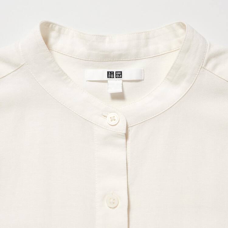 Uniqlo Linen Blend 3/4 Sleeved Saty Damske Biele | FRDWIJ-743