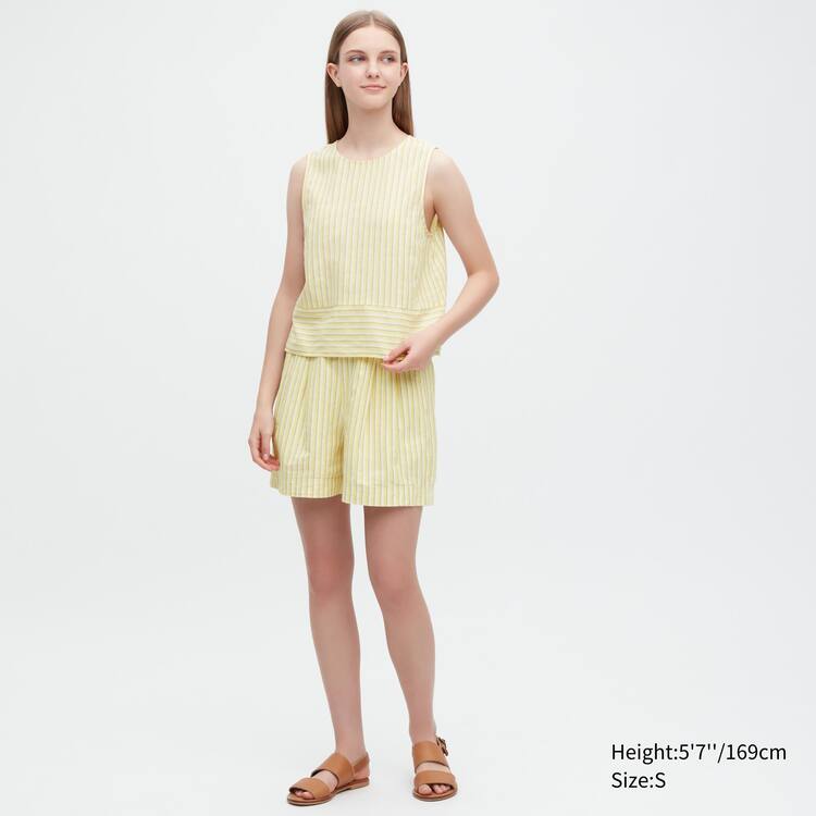 Uniqlo Linen Blend Bez Rukavov Blúzky Damske Žlté | VYTJRL-403