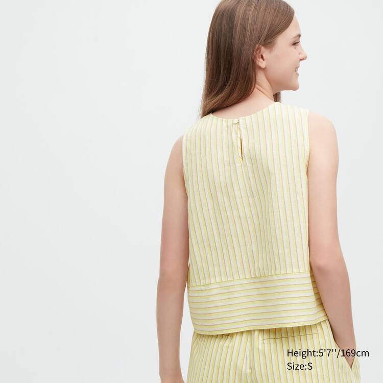 Uniqlo Linen Blend Bez Rukavov Blúzky Damske Žlté | VYTJRL-403
