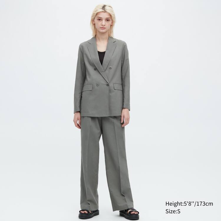 Uniqlo Linen Blend Bundy Damske Olivovo Zelená | LEJVYK-039