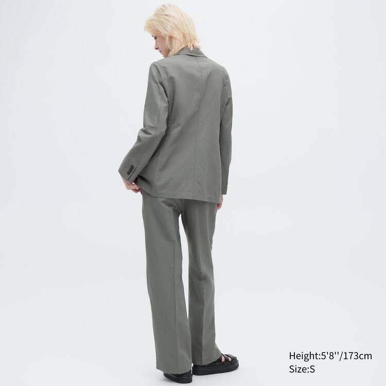 Uniqlo Linen Blend Bundy Damske Olivovo Zelená | LEJVYK-039