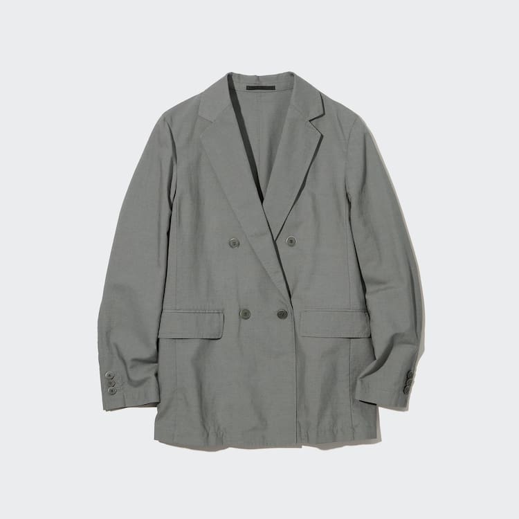 Uniqlo Linen Blend Bundy Damske Olivovo Zelená | LEJVYK-039