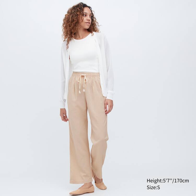 Uniqlo Linen Blend Easy Nohavice Damske Béžové | NIZWRS-208