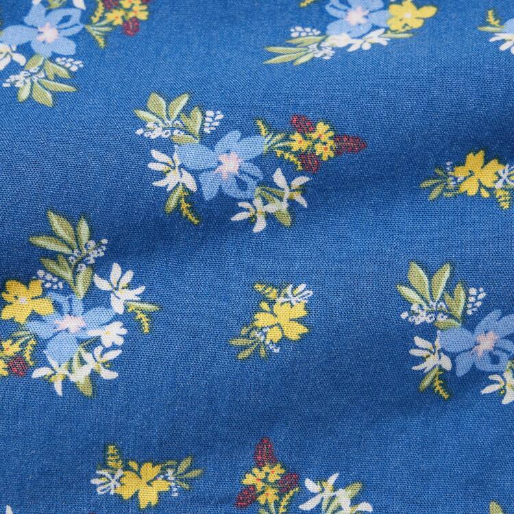 Uniqlo Linen Blend Flower Print Easy Sortky Detske Modre | HVNEKR-738