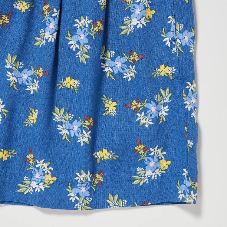 Uniqlo Linen Blend Flower Print Easy Sortky Detske Modre | HVNEKR-738