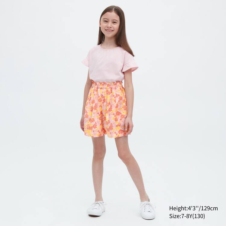 Uniqlo Linen Blend Flower Print Easy Sortky Detske Ruzove | OTNKXC-354