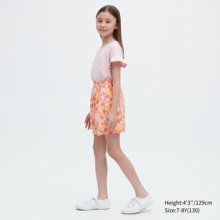 Uniqlo Linen Blend Flower Print Easy Sortky Detske Ruzove | OTNKXC-354