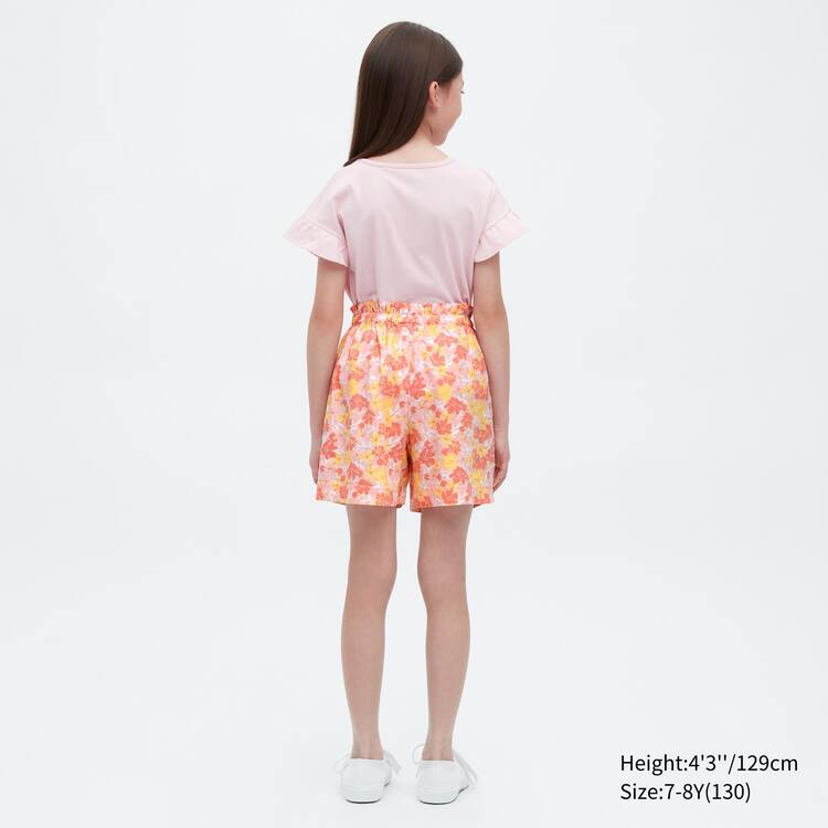 Uniqlo Linen Blend Flower Print Easy Sortky Detske Ruzove | OTNKXC-354