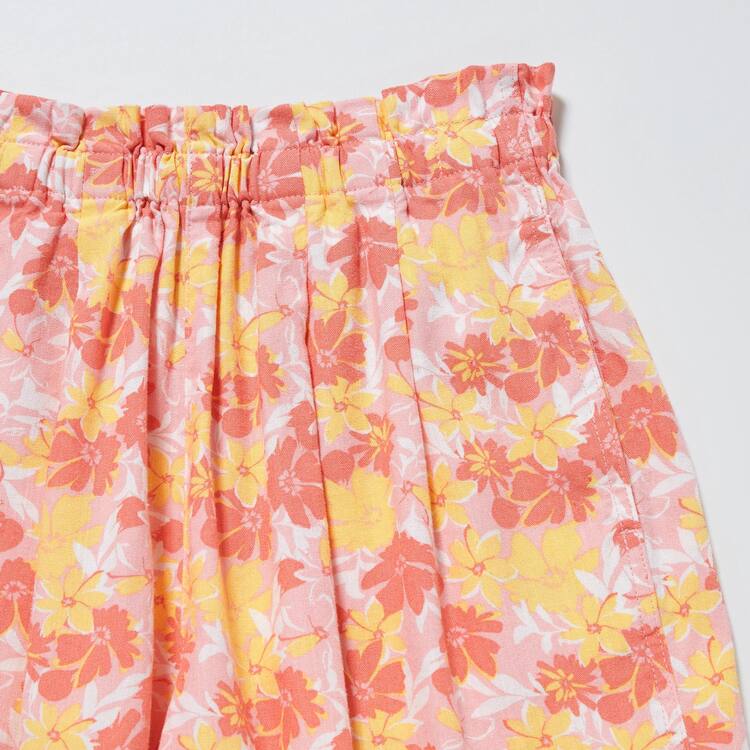 Uniqlo Linen Blend Flower Print Easy Sortky Detske Ruzove | OTNKXC-354