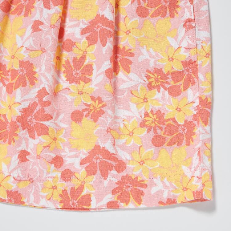 Uniqlo Linen Blend Flower Print Easy Sortky Detske Ruzove | OTNKXC-354