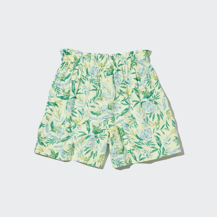 Uniqlo Linen Blend Flower Print Easy Sortky Detske Krém | TMVUNJ-012