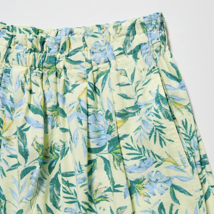 Uniqlo Linen Blend Flower Print Easy Sortky Detske Krém | TMVUNJ-012