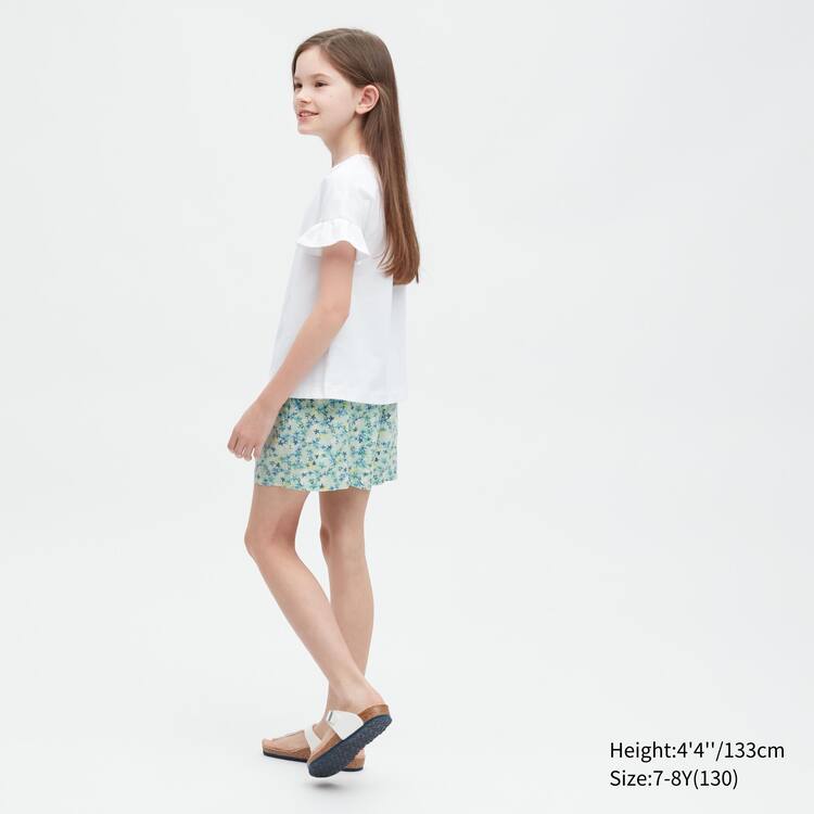 Uniqlo Linen Blend Flower Print Easy Sortky Detske Zelene | UCAPHV-654