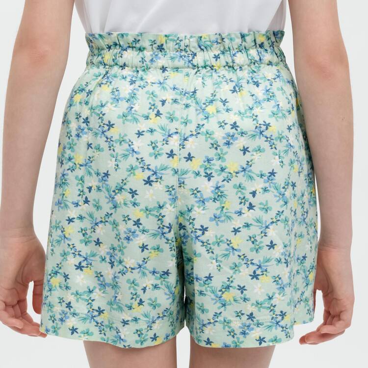 Uniqlo Linen Blend Flower Print Easy Sortky Detske Zelene | UCAPHV-654