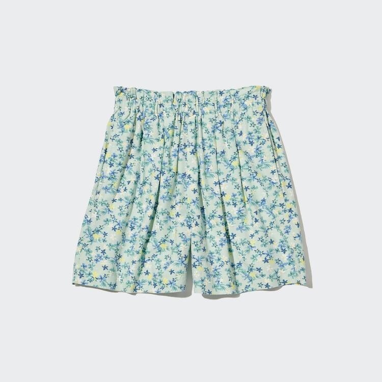 Uniqlo Linen Blend Flower Print Easy Sortky Detske Zelene | UCAPHV-654