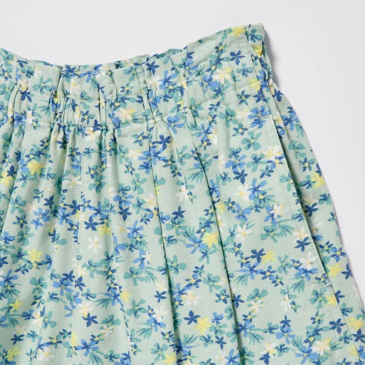 Uniqlo Linen Blend Flower Print Easy Sortky Detske Zelene | UCAPHV-654