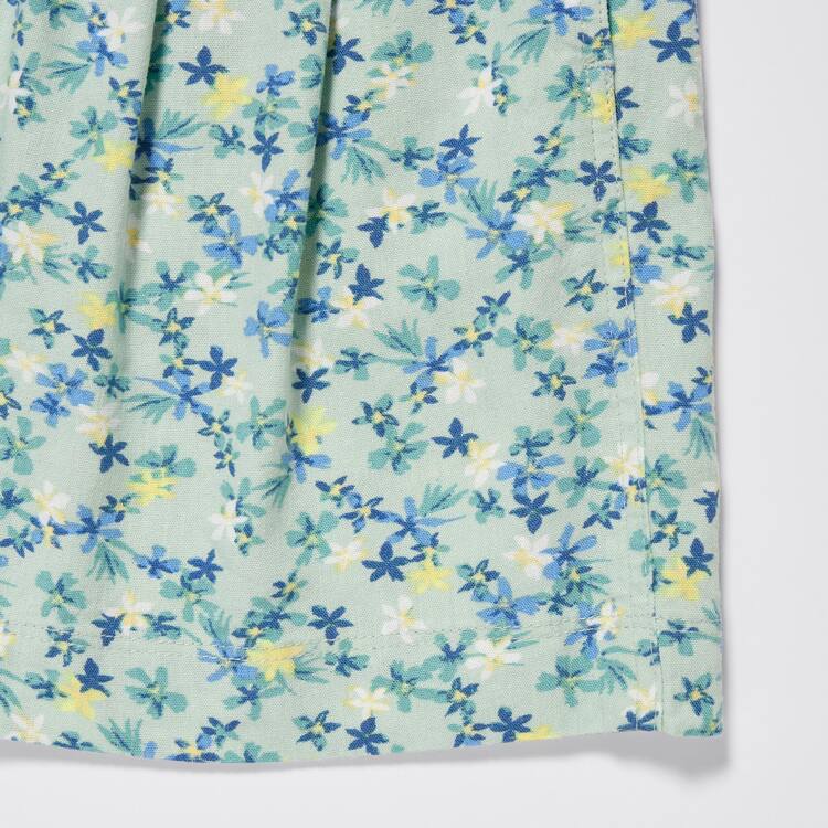 Uniqlo Linen Blend Flower Print Easy Sortky Detske Zelene | UCAPHV-654