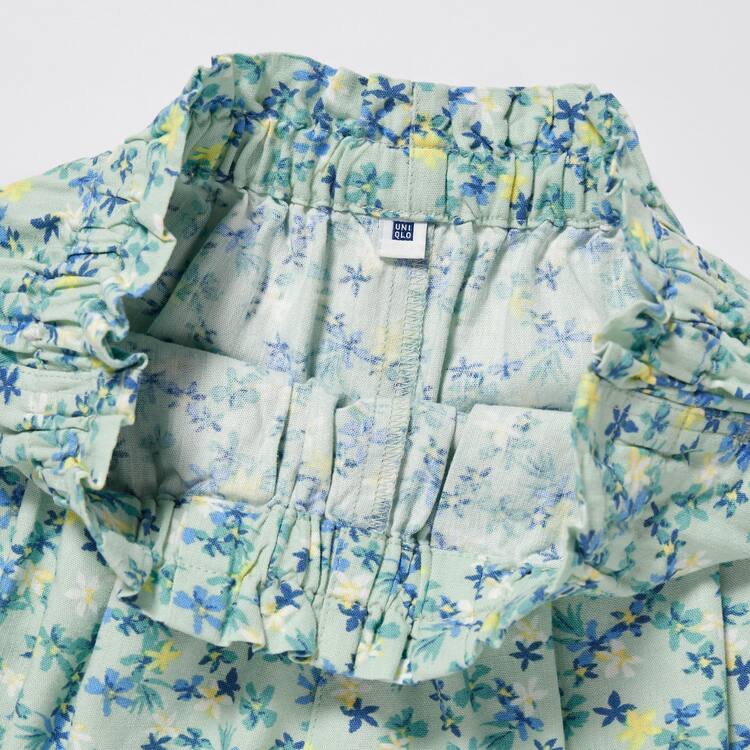 Uniqlo Linen Blend Flower Print Easy Sortky Detske Zelene | UCAPHV-654