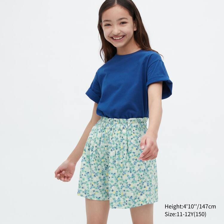 Uniqlo Linen Blend Flower Print Easy Sortky Detske Zelene | UCAPHV-654