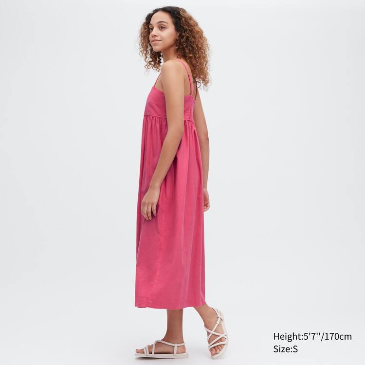 Uniqlo Linen Blend Gathered Camisole Saty Damske Ruzove | ERMUHT-820