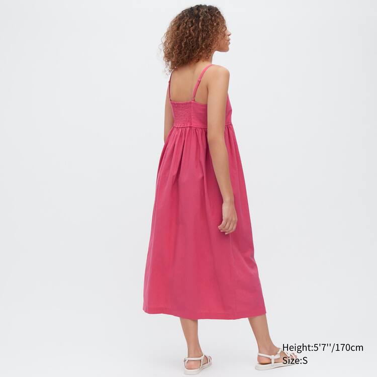 Uniqlo Linen Blend Gathered Camisole Saty Damske Ruzove | ERMUHT-820