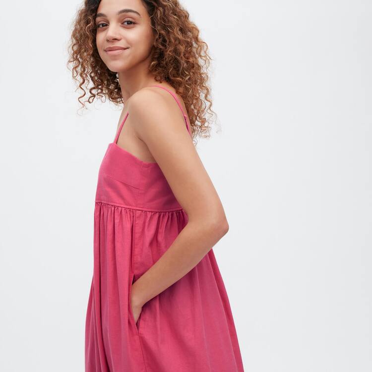Uniqlo Linen Blend Gathered Camisole Saty Damske Ruzove | ERMUHT-820