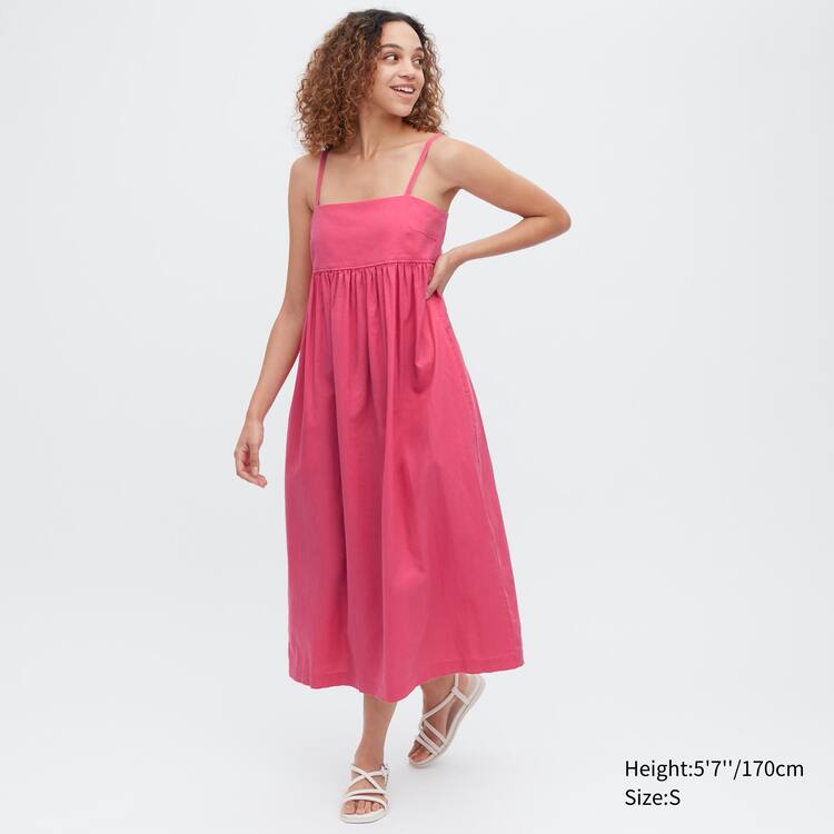 Uniqlo Linen Blend Gathered Camisole Saty Damske Ruzove | ERMUHT-820