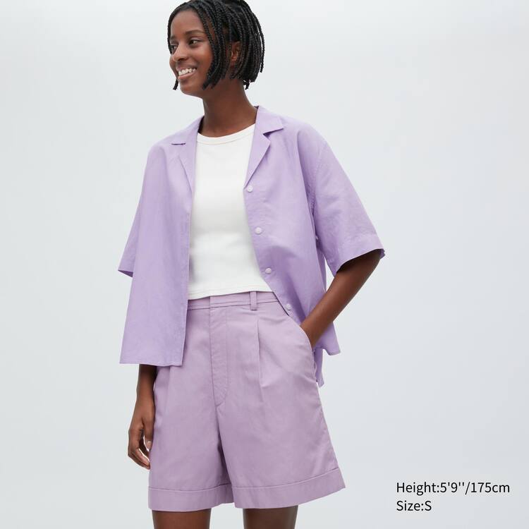 Uniqlo Linen Blend High Waisted Sortky Damske Nachový | MFLWPV-198