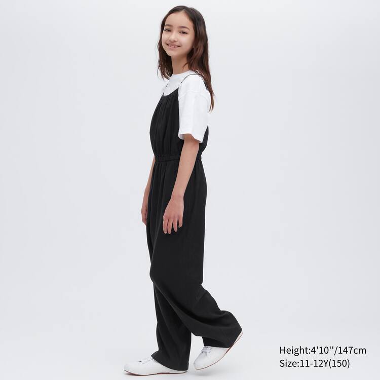 Uniqlo Linen Blend Kombinéza Detske Čierne | WTNGIQ-580