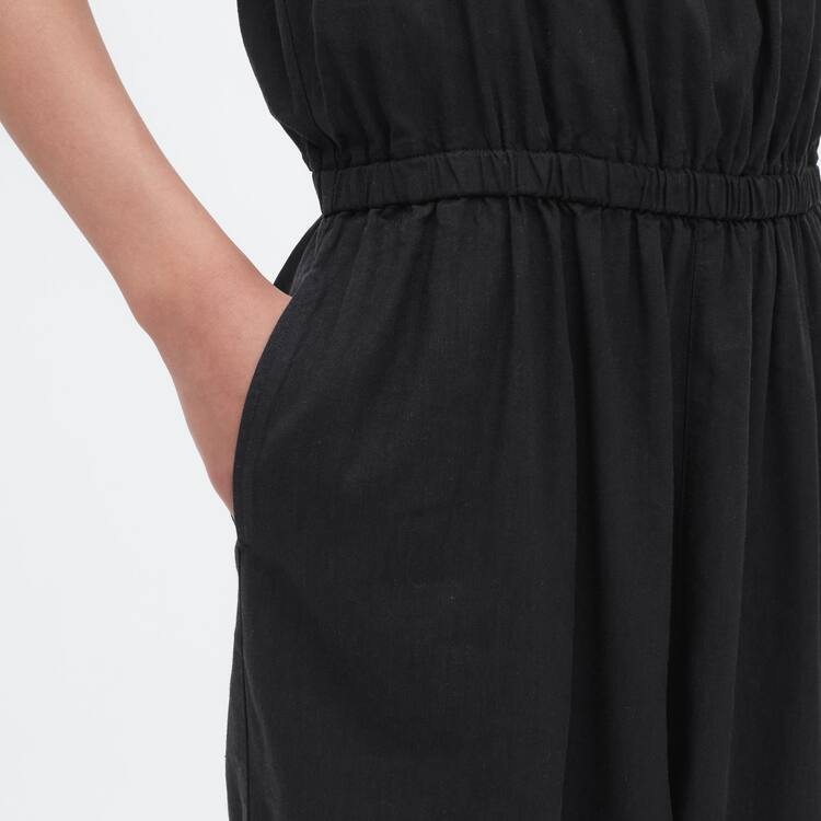 Uniqlo Linen Blend Kombinéza Detske Čierne | WTNGIQ-580