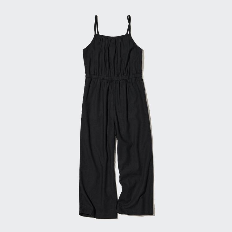 Uniqlo Linen Blend Kombinéza Detske Čierne | WTNGIQ-580