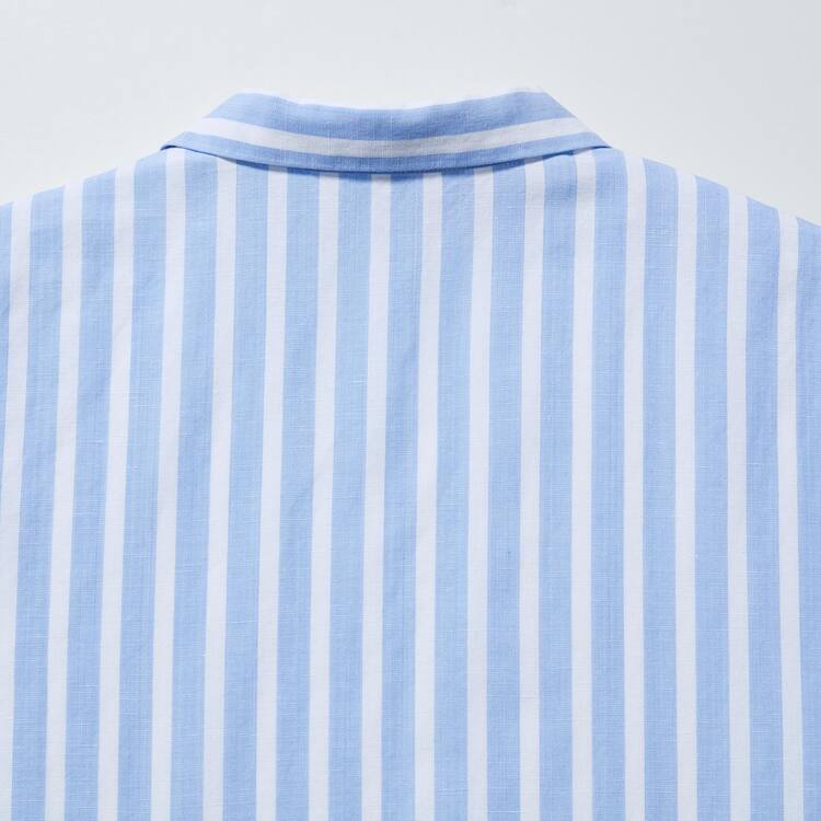 Uniqlo Linen Blend Kratke Sleeve Kosele Damske Svetlo Modre | STHFPM-869