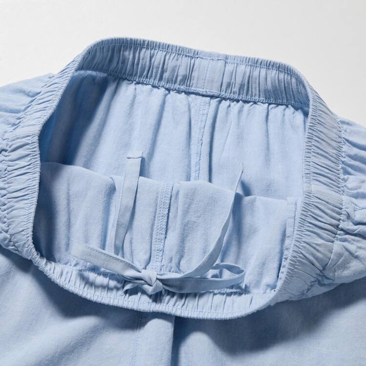 Uniqlo Linen Blend Kratke Sleeved Set Loungewear Damske Modre | MLVHWK-128