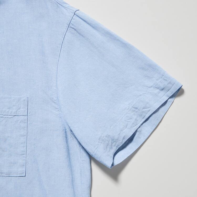 Uniqlo Linen Blend Kratke Sleeved Set Loungewear Damske Modre | MLVHWK-128