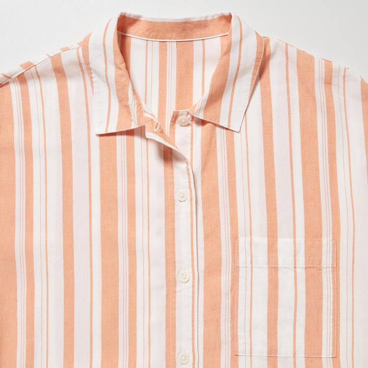 Uniqlo Linen Blend Kratke Sleeved Set Loungewear Damske Oranžové | SVBLFU-245