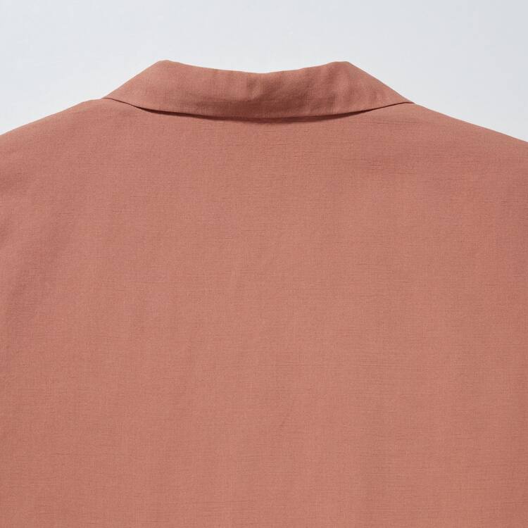Uniqlo Linen Blend Open Collar Kratke Sleeved Kosele Damske Hnede | CYDOVS-751