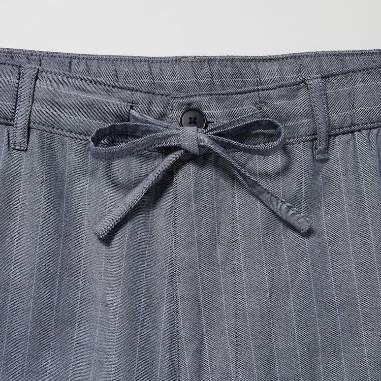 Uniqlo Linen Blend Pruhované Relaxed Fit Nohavice Panske Modre | QVCBLE-386