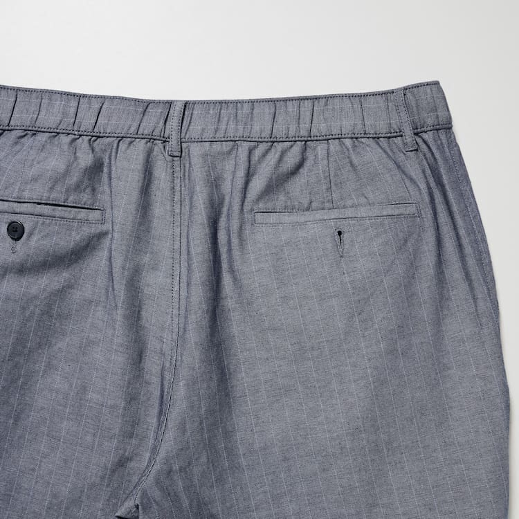 Uniqlo Linen Blend Pruhované Relaxed Fit Nohavice Panske Modre | QVCBLE-386