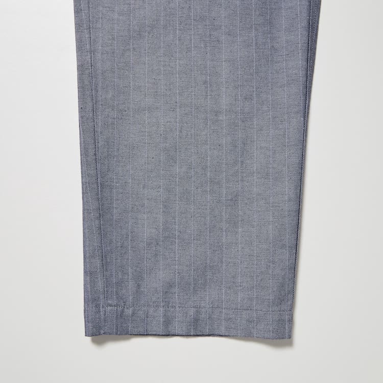 Uniqlo Linen Blend Pruhované Relaxed Fit Nohavice Panske Modre | QVCBLE-386