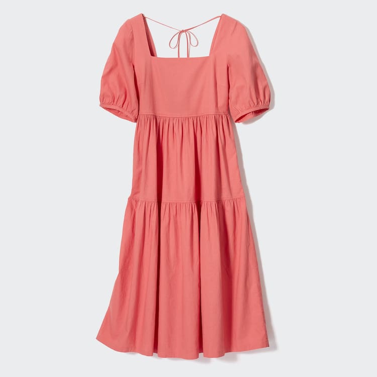 Uniqlo Linen Blend Shirring Volume Sleeved Saty Damske Ruzove | UTVXHJ-751
