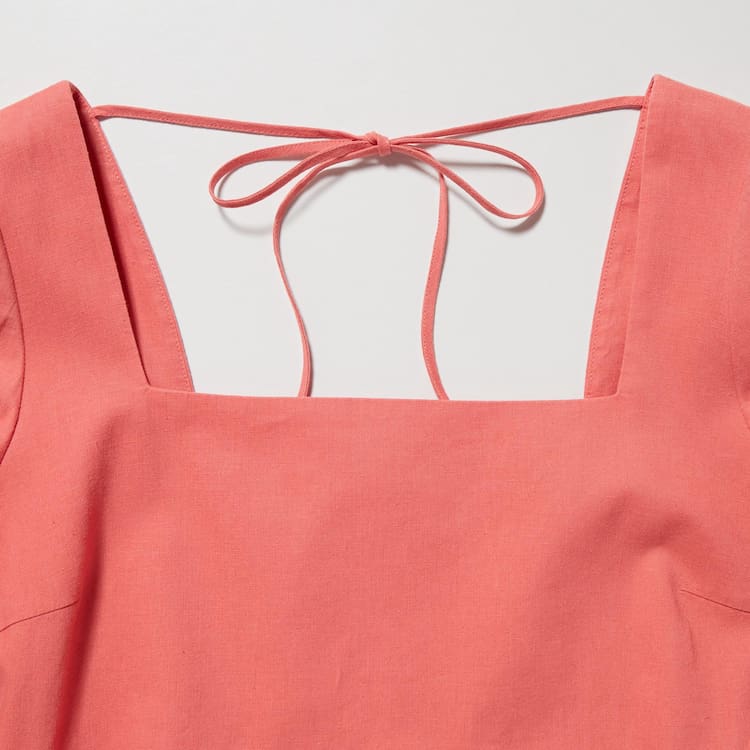 Uniqlo Linen Blend Shirring Volume Sleeved Saty Damske Ruzove | UTVXHJ-751