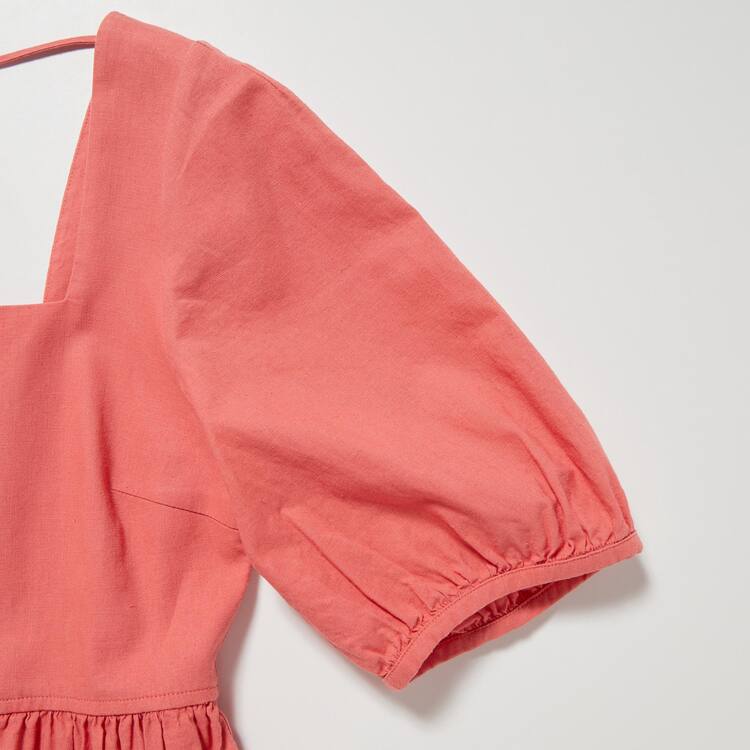 Uniqlo Linen Blend Shirring Volume Sleeved Saty Damske Ruzove | UTVXHJ-751