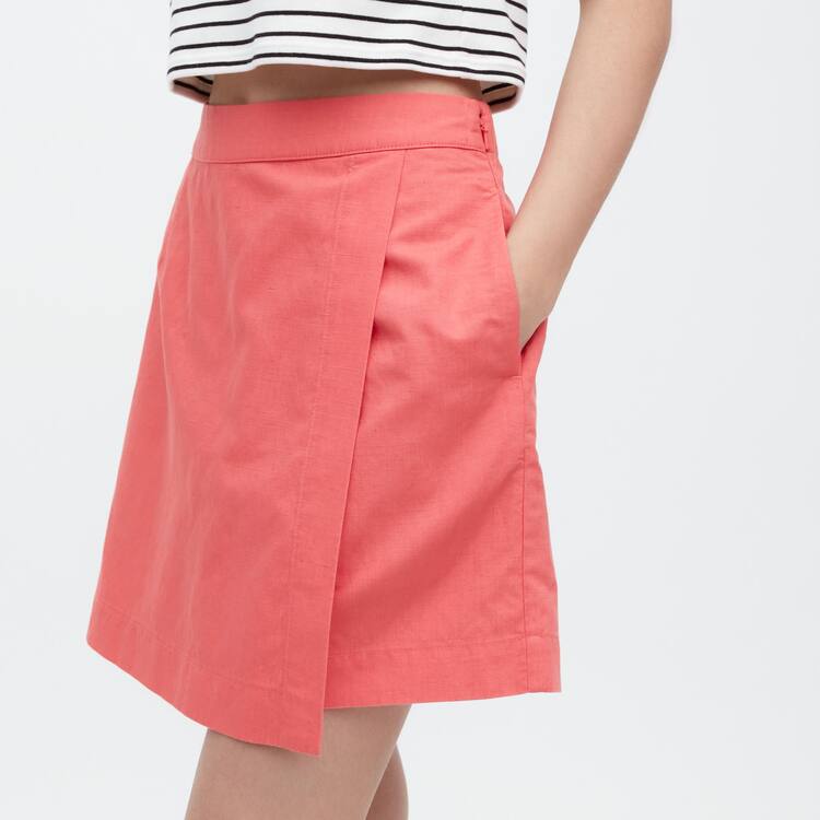 Uniqlo Linen Blend Skort Sukne Damske Ruzove | EWMIOB-895