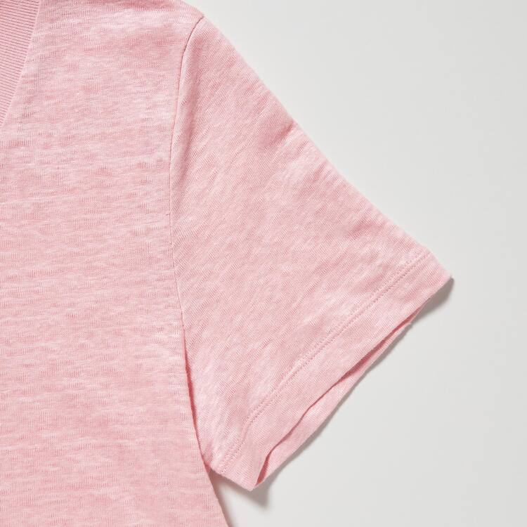 Uniqlo Linen Crew Neck Kosele Damske Ruzove | UNHAEX-940