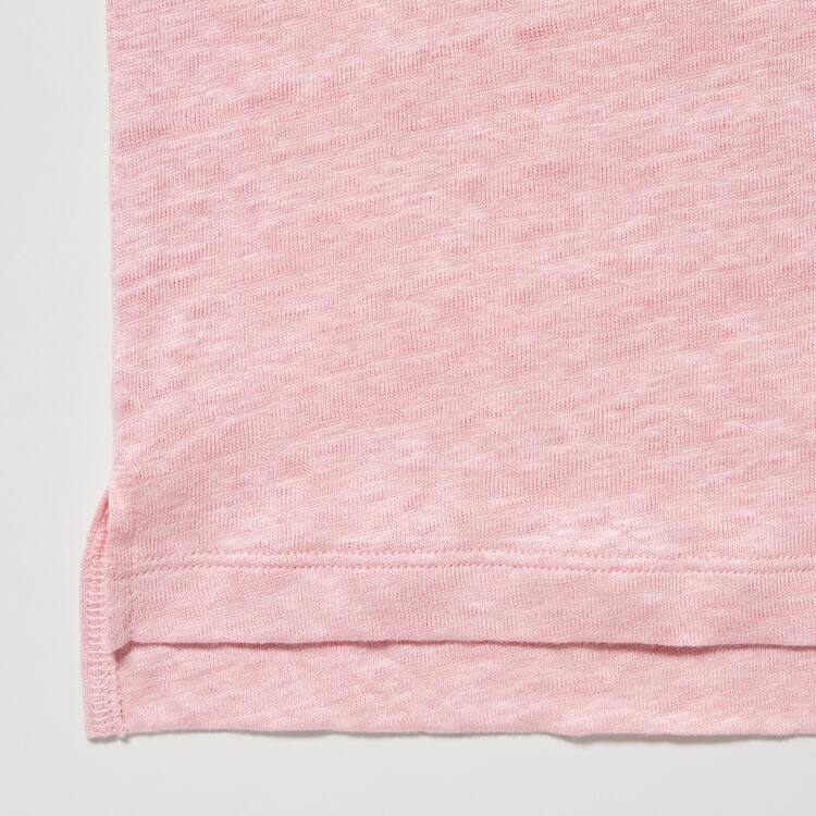 Uniqlo Linen Crew Neck Kosele Damske Ruzove | UNHAEX-940