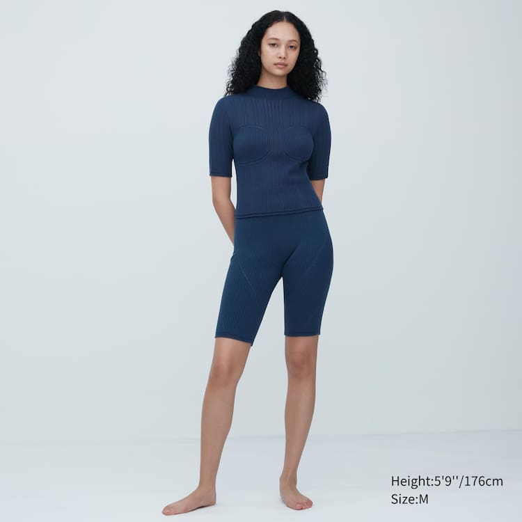 Uniqlo Mame Kurogouchi 3d Knit Seamless Mesh Half Sleeve Pleteniny Damske Čierne | DKWVZM-186