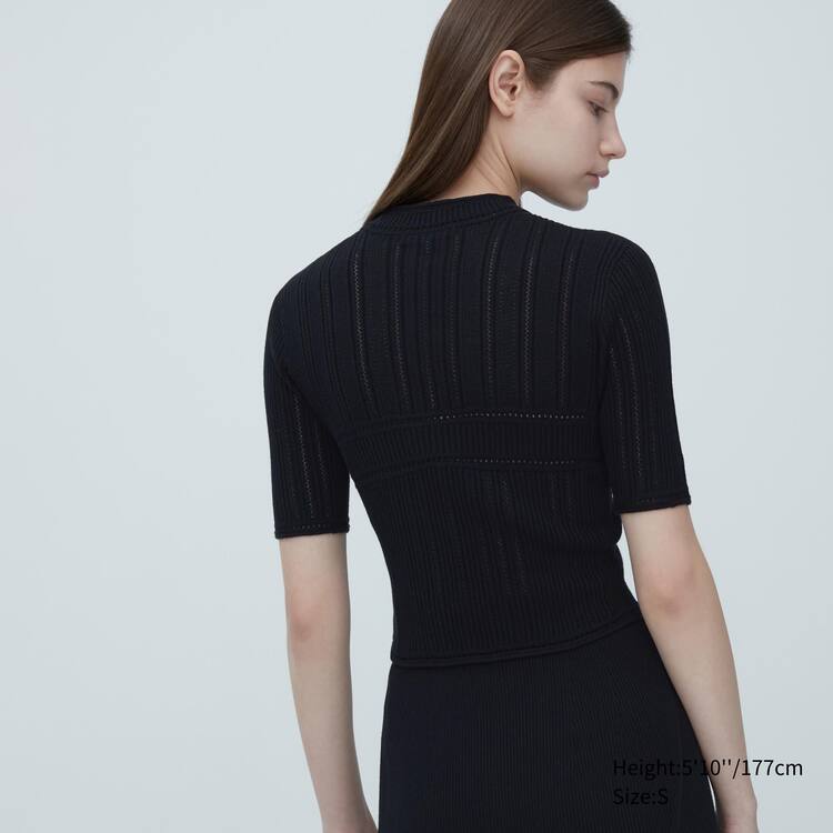 Uniqlo Mame Kurogouchi 3d Knit Seamless Mesh Half Sleeve Kosele Damske Čierne | KIFLXB-893