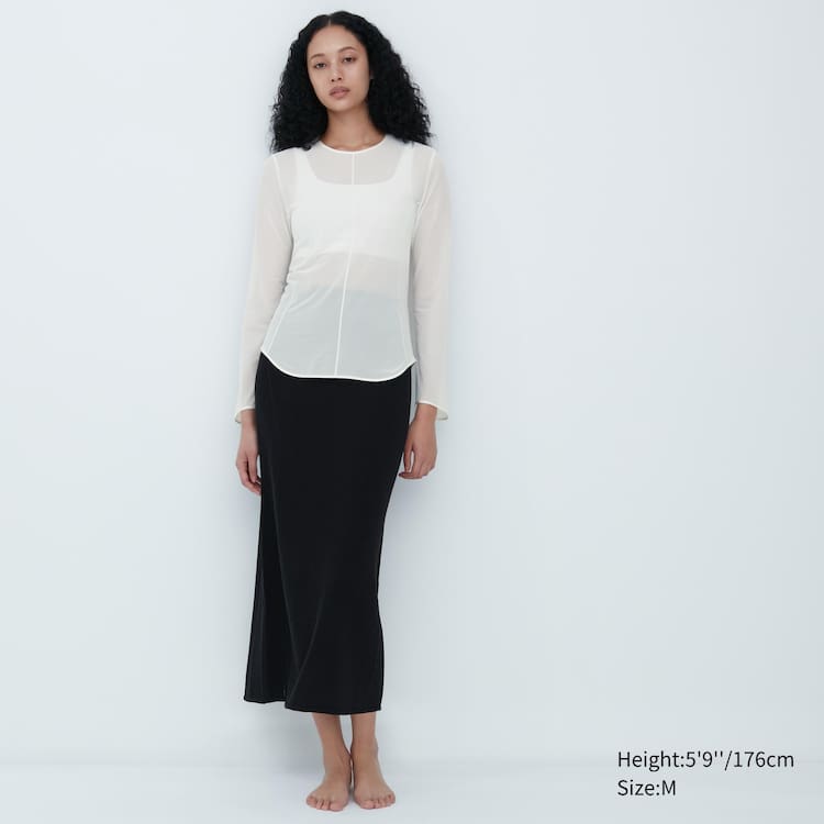 Uniqlo Mame Kurogouchi Sheer Mock Neck Long Sleeved Topy Damske Biele | AMIRTU-083