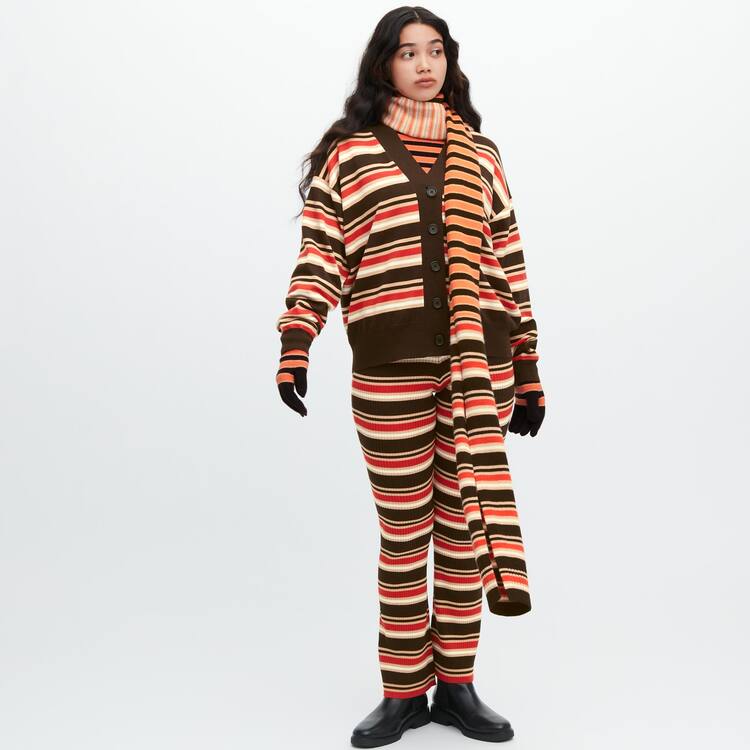 Uniqlo Marni Cashmere Pruhované Satky Damske Oranžové | BVFSPT-410